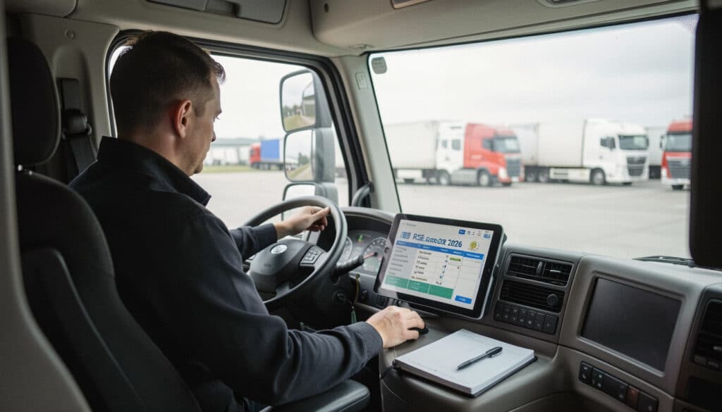 Tableau RSE transport 2026 : conduite, pauses et repos